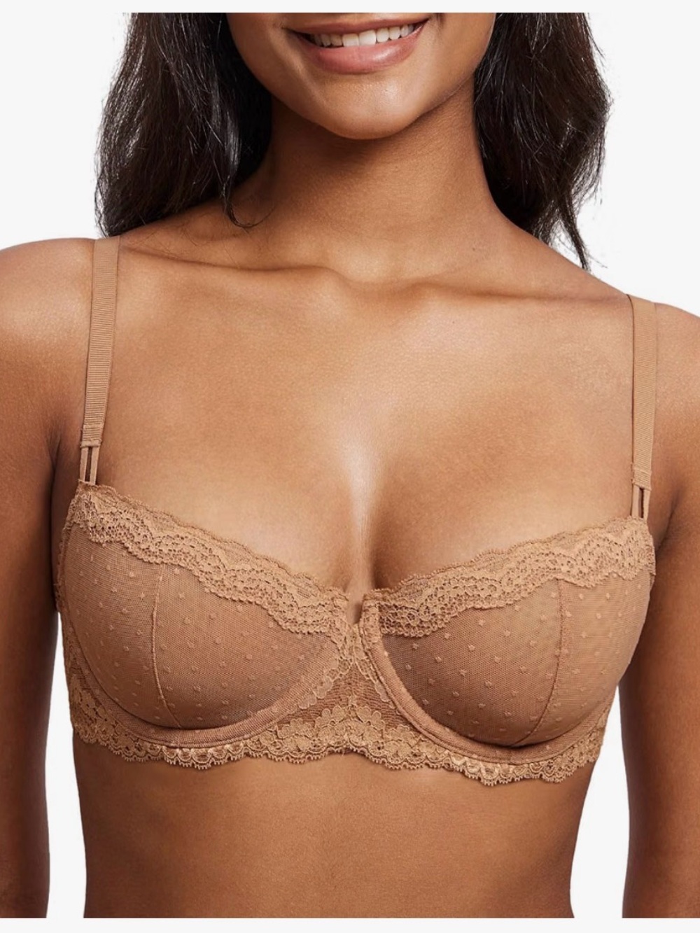 32DD Everyday Lace Balconette Bra - Tan